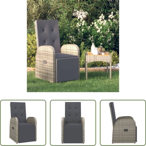 Poltrona da esterno -  Sedie da Giardino Reclinabili e Cuscini Polyrattan Grigio