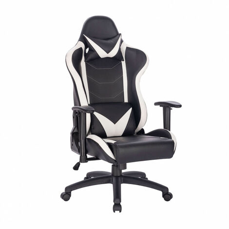 Sedia gaming bianca poltrona LED reclinabile ergonomica cuscino Pixy