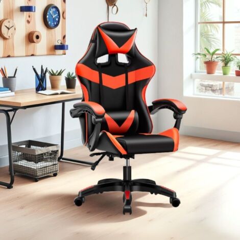 Poltrona da gaming imbottita regolabile con ruote colore nero e rosso - Kiter