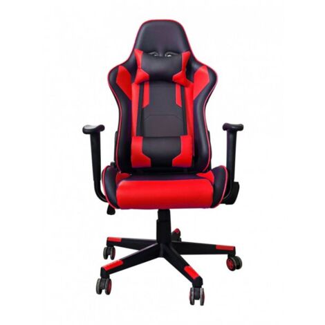 Poltrona da gaming - ufficio girevole con ruote e braccioli Nero Rosso Tusol