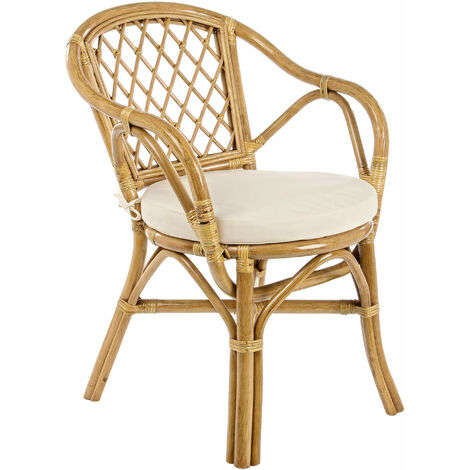 Poltrona da Giardino 54,5x60x80 cm in Rattan con Cuscino Cathina