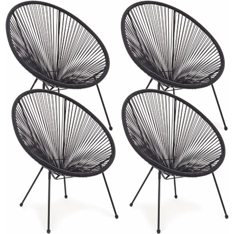 Poltrona da Giardino 72x78x89 cm in Acciaio e Corda Parker Nero