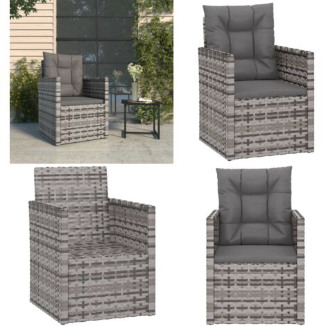 Poltrona da Giardino con Cuscini Grigia in Polyrattan - Cuscini per poltrona - Rattan PE