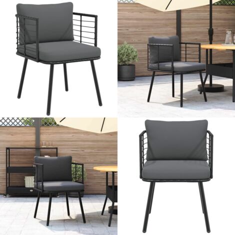 Poltrona da Giardino con Cuscini in Polyrattan Nero - Seduta da esterno - Cuscino da giardino