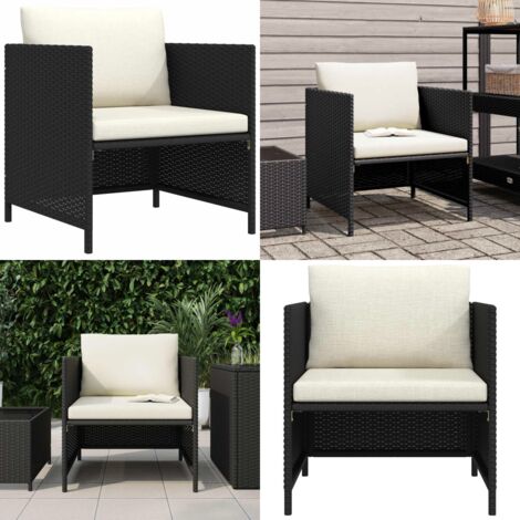 Poltrona da Giardino con Cuscini in Polyrattan Nero - Seduta da giardino - Rattan PE