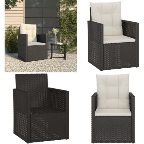 Poltrona da Giardino con Cuscini Nera in Polyrattan - Poltrona da terrazza - Poltrona in rattan