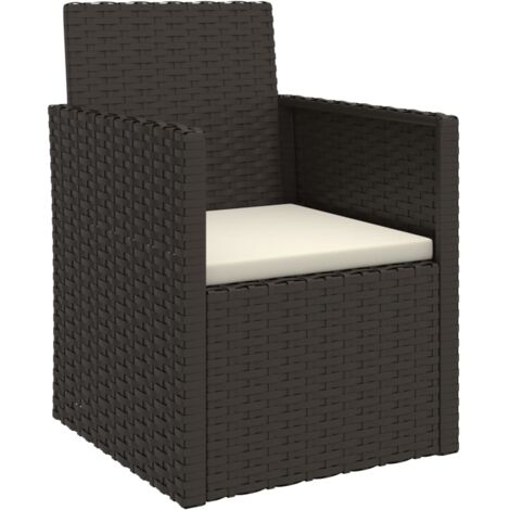 Poltrona da Giardino con Cuscino Nero in Polyrattan vidaXL