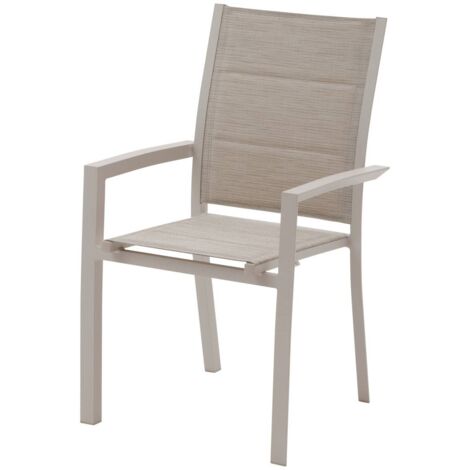 Poltrona da giardino impilabile allure beige e avena alluminio e texalina - Hespéride