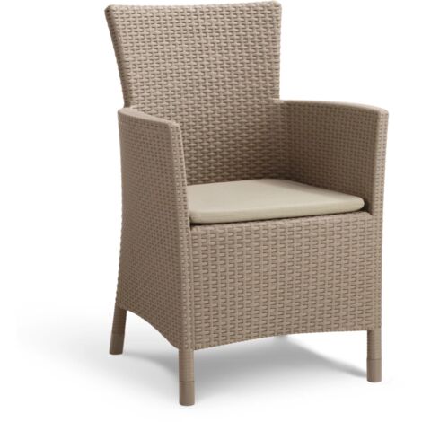 poltrona da giardino "iowa dining chair" con cuscino colore cappuccino, 89x60x62 cm - keter