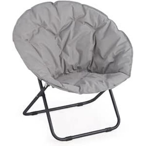 Poltrona da Giardino Pieghevole 82x35x82 cm Moon in Acciaio e Poliestere Grigio