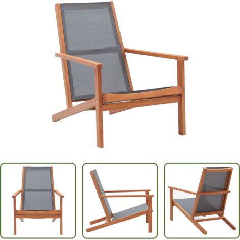 Poltrona da giardino -  Sedia da Giardino Grigia Legno Massello Eucalipto e Textilene