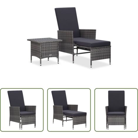 Poltrona da giardino -  Set Divani da Giardino 2 pz con Cuscini in Polyrattan Grigio