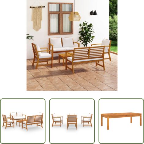 Poltrona da giardino -  Set Divani da Giardino 5 pz con Cuscini in Legno Acacia