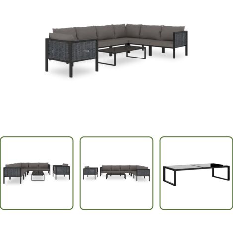 Poltrona da giardino -  Set Divani da Giardino 8 pz con Cuscini in Polyrattan Antracite