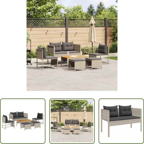 Poltrona da giardino -  Set Divano da Giardino 6 pcs Grigio chiaro e grigio scuro