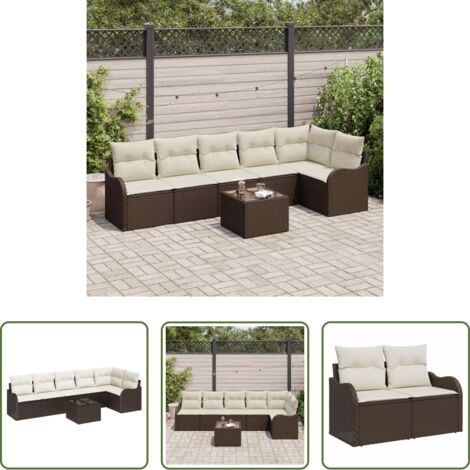 Poltrona da giardino -  Set Divano da Giardino 7 pcs Grigio polyrattan