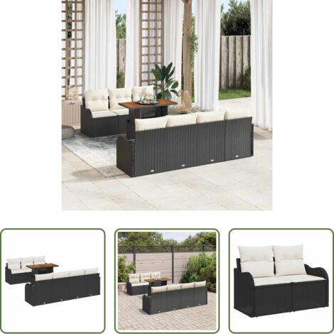 Poltrona da giardino -  Set Divano da Giardino con archiviazione 8 pcs Nero Poly Rattan