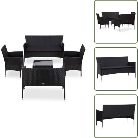 Poltrona da giardino - vidaXL Set Divani da Giardino 5 pz con Cuscini in Polyrattan Nero - Cuscini per divano