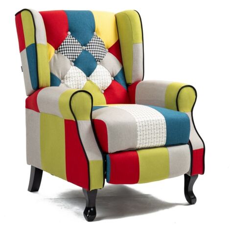 Poltrona da interni reclinabile patchwork in tessuto - Madame