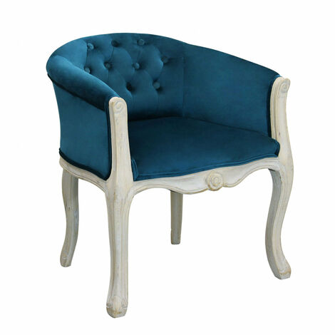 Poltrona da interno in legno e velluto con schienale e seduta imbottiti Art of Paris - Blue