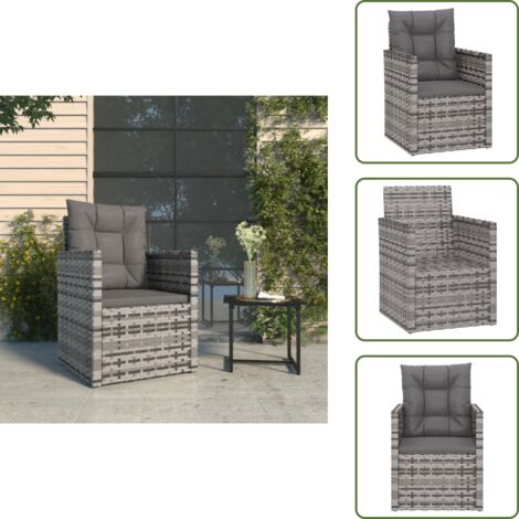 Poltrona da terrazza - vidaXL Poltrona da Giardino con Cuscini Grigia in Polyrattan - Seduta esterna