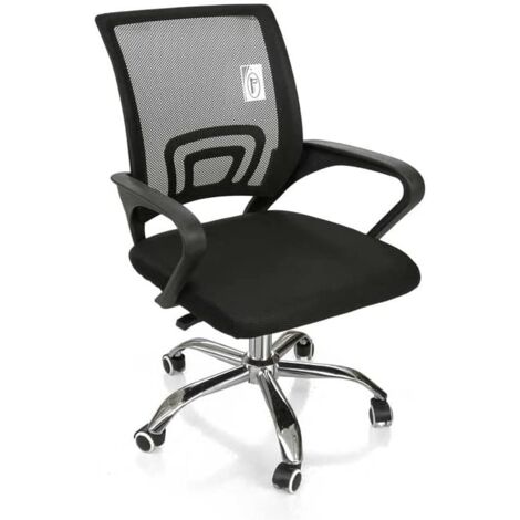 POLTRONA DA UFFICIO CON SCHIENALE E POGGIOLI 60 X 56 X H87-97 CM COLORE NERO
