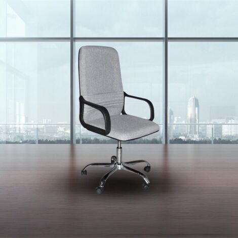 Poltrona da ufficio CR106H in tessuto grigio e base cromata