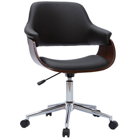 Poltrona da ufficio design nero e legno scuro HANSEN