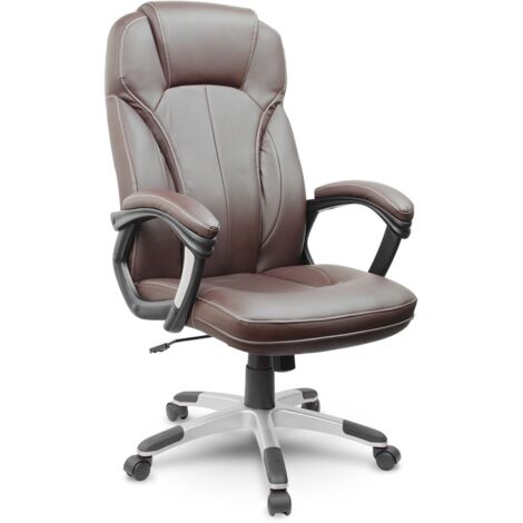 Poltrona da ufficio in pelle marrone Sofotel EG-222