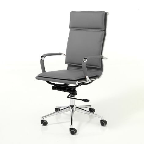 Poltrona da ufficio in pelle sintetica grigia cm H.110/120xL.57xP.66