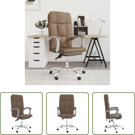 Poltrona da ufficio in tessuto -  Poltrona da Ufficio Reclinabile Marrone in Tessuto