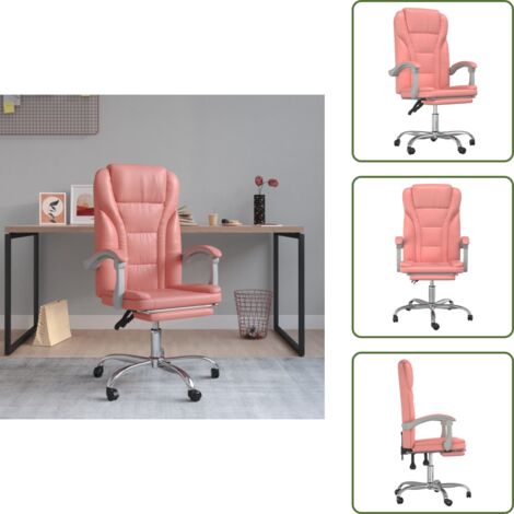 Poltrona da ufficio moderna - vidaXL Poltrona da Ufficio Reclinabile Rosa in Similpelle - Poltrona con schienale regolabile