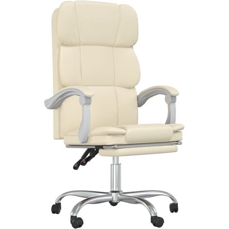 Poltrona da Ufficio Reclinabile Crema in Similpelle vidaXL