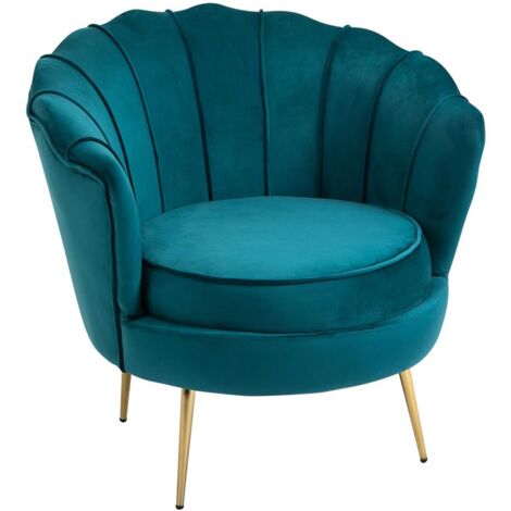 POLTRONA DESIGN VINTAGE IN VELLUTO VERDE PETROLIO