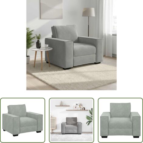 Poltrona -  Divano Sedia Grigio Chiaro 100x78x84 cm Velluto