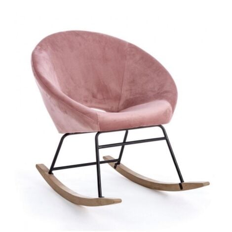 Poltrona dondolo in velluto Rosa Antico ANNIKA 74x77x h74 cm