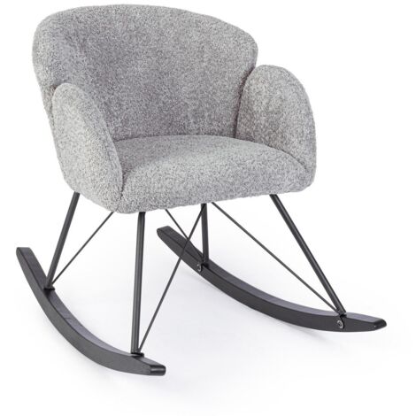 Poltrona Dondolo Tessuto Viola Stile Scandinavo da Interni - LANCE - Colore: Bianco