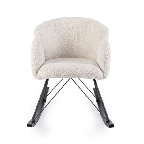 Poltrona Dondolo Tessuto Viola Stile Scandinavo da Interni - LANCE - Colore: Marrone