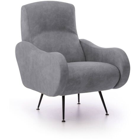 Poltrona Dromondin, Braccioli, Peso Supportato 90 kg Made in Italy, Grigio