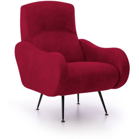 Poltrona Dromondin, Braccioli, Peso Supportato 90 kg Made in Italy, Rosso