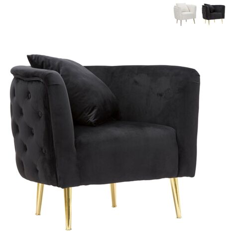 Poltrona elegante, velluto nero gambe legno 76x74x71cm Bucarest