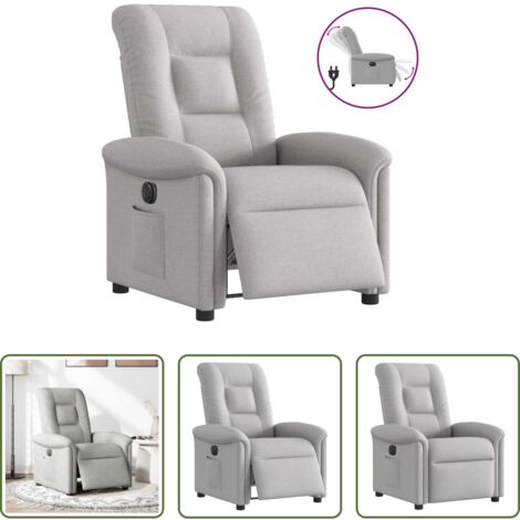 Poltrona elettrica con motore -  Poltrona Elettrica Reclinabile Grigio Nuvola in Tessuto