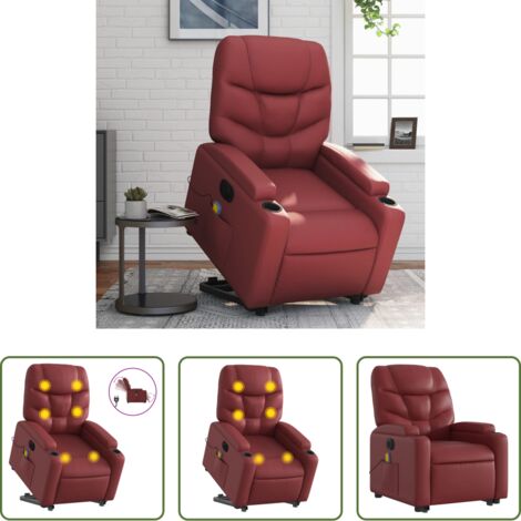 Poltrona elettrica -  Poltrona Alzapersona Reclinabile Rosso Vino in Similpelle