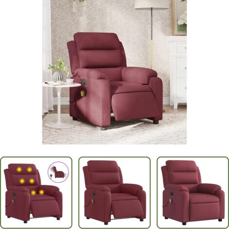 Poltrona elettrica -  Poltrona Massaggiante Reclinabile Elettrica Rosso Vino Tessuto