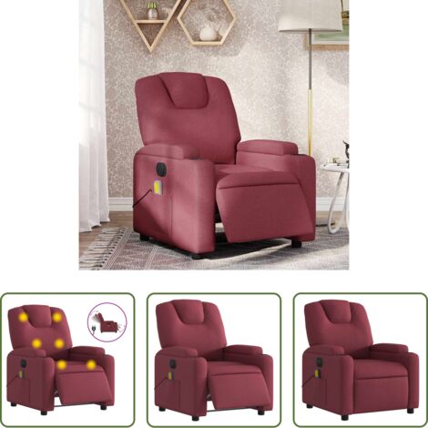Poltrona elettrica -  Poltrona Massaggiante Reclinabile Elettrica Rosso Vino Tessuto