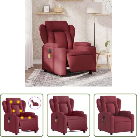 Poltrona elettrica -  Poltrona Massaggiante Reclinabile Elettrica Rosso Vino Tessuto
