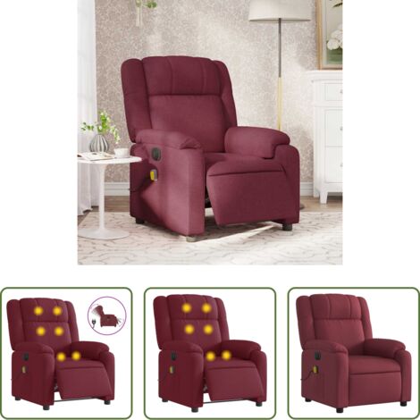 Poltrona elettrica -  Poltrona Massaggiante Reclinabile Elettrica Rosso Vino Tessuto