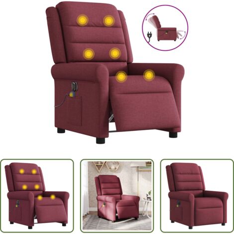 Poltrona elettrica -  Poltrona Massaggiante Reclinabile Elettrica Rosso Vino Tessuto