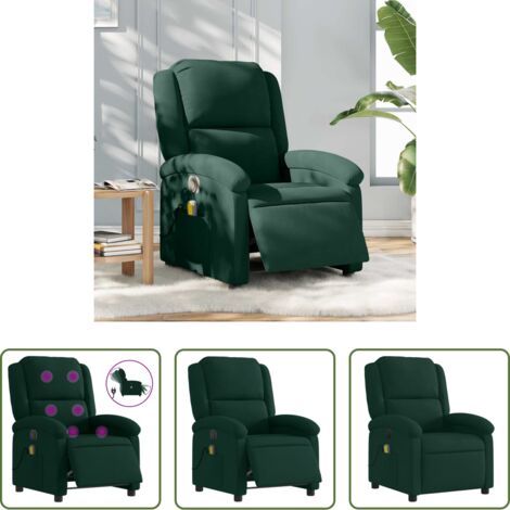 Poltrona elettrica -  Poltrona Massaggiante Reclinabile Elettrica Verde Scuro Velluto