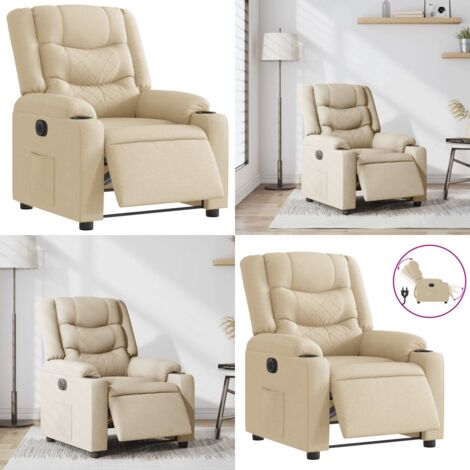 Poltrona Elettrica Reclinabile Crema in Tessuto - Seduta elettrica - Reclinazione automatica
